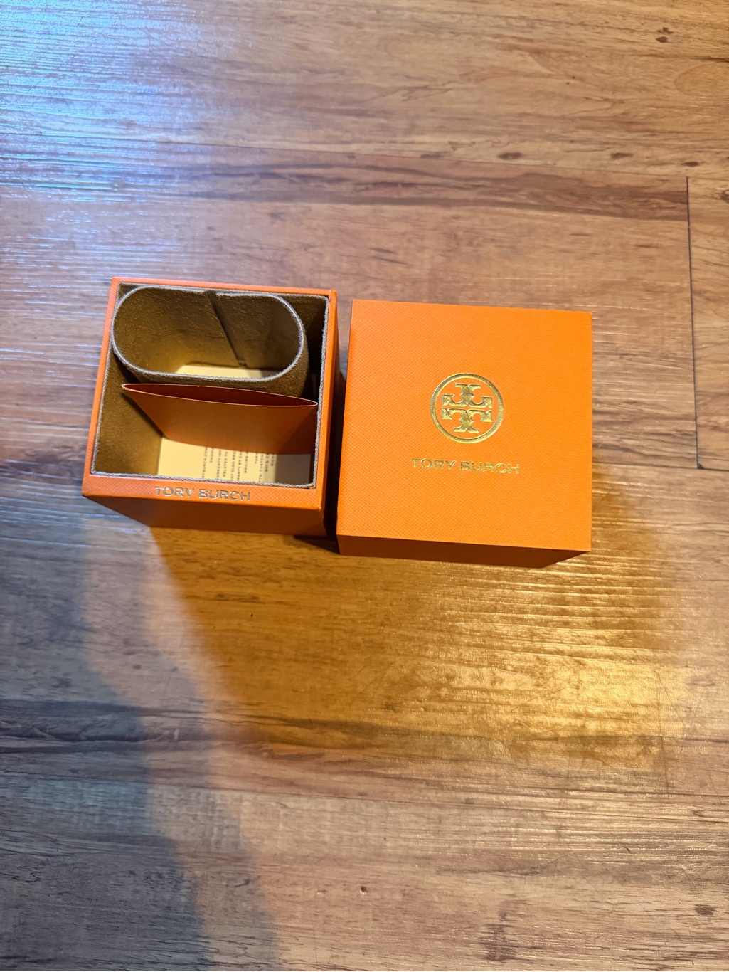 Tory Burch Bright Orange Watch Box With Gold Logo